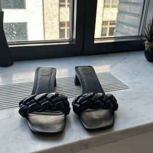 Black kitten heeled sandals